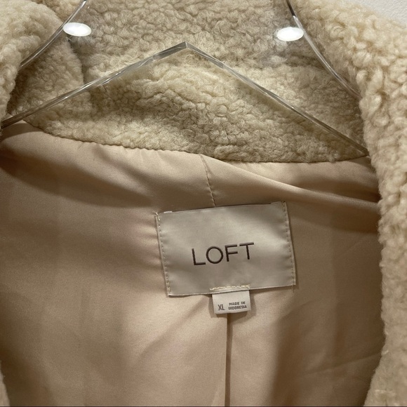 Loft Faux Shearling Aviator Moto Coat Jacket Grey Sand Heavy Weight Buckle XL - Picture 4 of 12